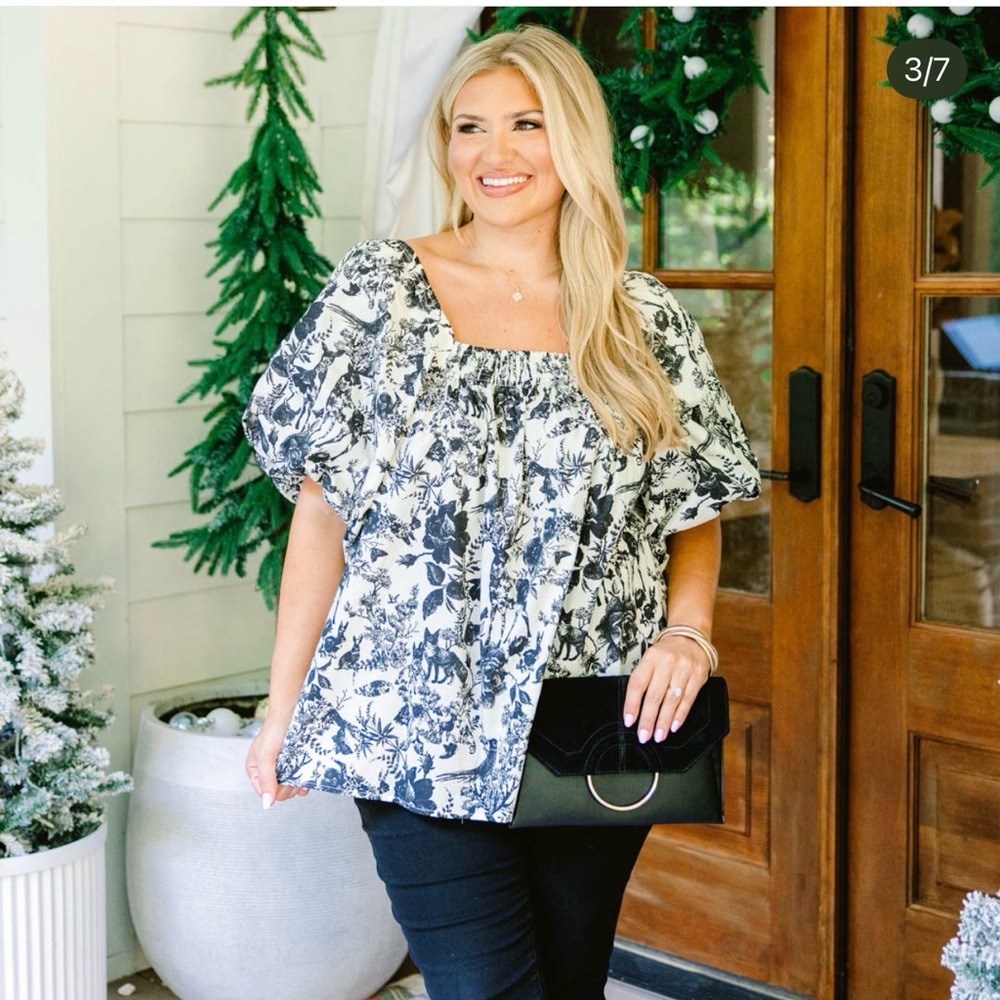 Chic Soul “Cozy Love Black Toile” Top - NWOT